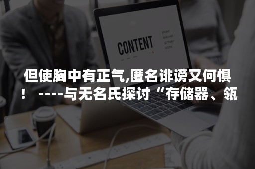 但使胸中有正气,匿名诽谤又何惧！ ----与无名氏探讨“存储器、瓴盛及地方政府发展产业”之总领篇