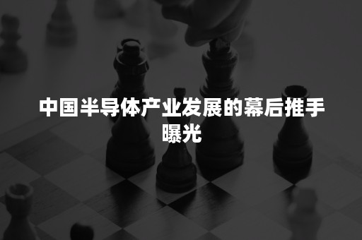 中国半导体产业发展的幕后推手曝光