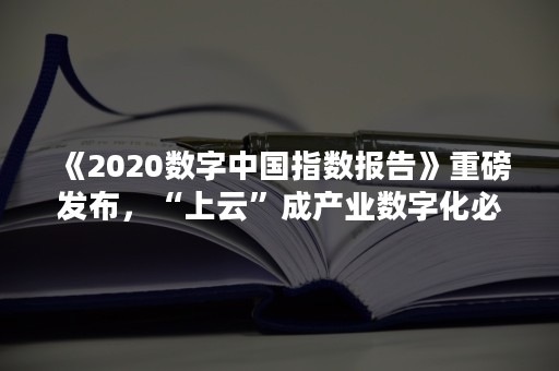 《2020数字中国指数报告》重磅发布，“上云”成产业数字化必选项（2020年数字政府发展指数报告）