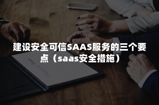 建设安全可信SAAS服务的三个要点（saas安全措施）