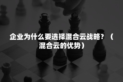 企业为什么要选择混合云战略？（混合云的优势）