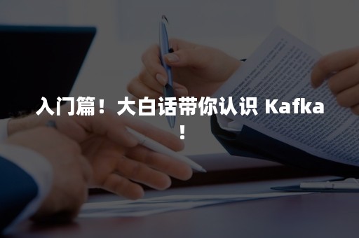 入门篇！大白话带你认识 Kafka！