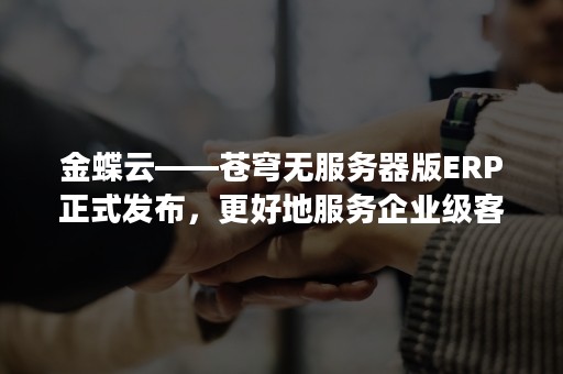 金蝶云——苍穹无服务器版ERP正式发布，更好地服务企业级客户（金蝶云苍穹二次开发）
