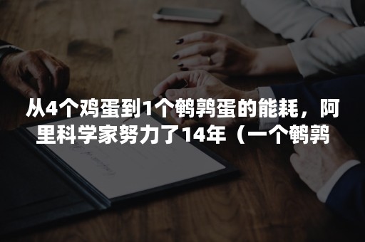 从4个鸡蛋到1个鹌鹑蛋的能耗，阿里科学家努力了14年（一个鹌鹑蛋相当于几个鸡蛋）