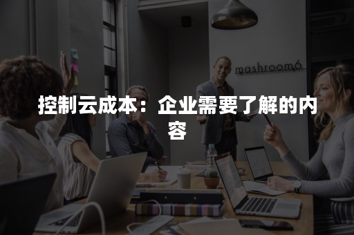 控制云成本：企业需要了解的内容