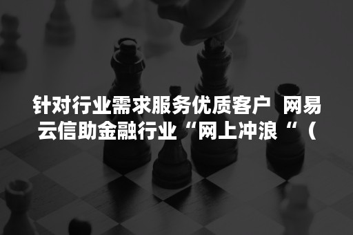 针对行业需求服务优质客户  网易云信助金融行业“网上冲浪“（针对行业需求服务优质客户的措施）