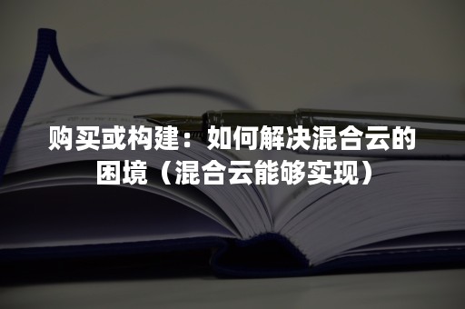 购买或构建：如何解决混合云的困境（混合云能够实现）