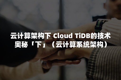 云计算架构下 Cloud TiDB的技术奥秘「下」（云计算系统架构）