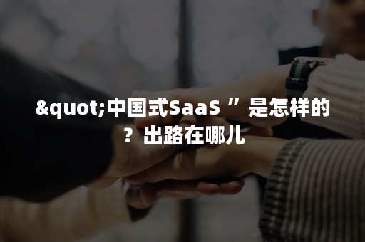 "中国式SaaS ”是怎样的？出路在哪儿