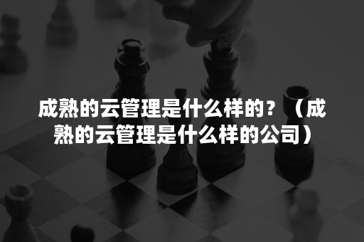 成熟的云管理是什么样的？（成熟的云管理是什么样的公司）